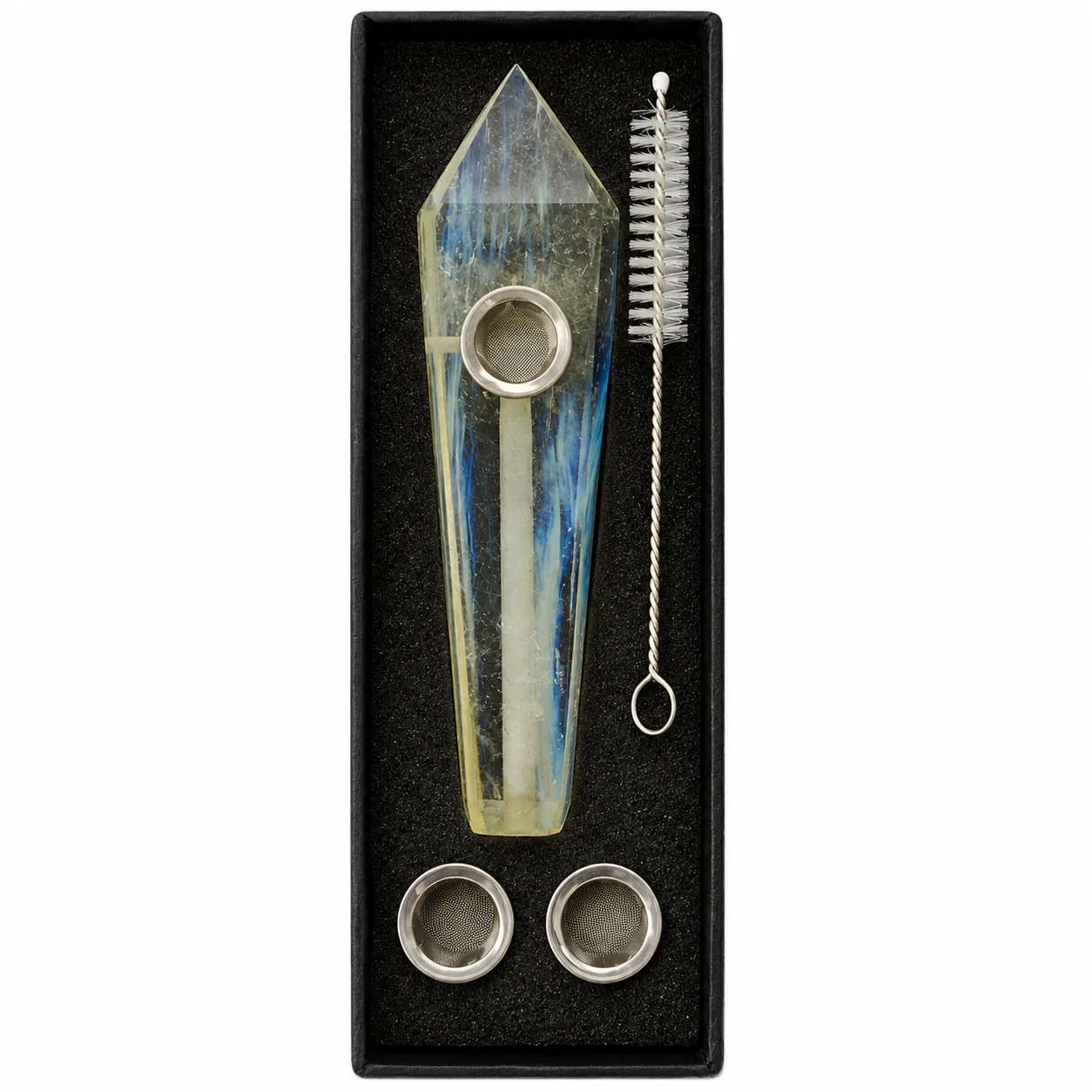 Clear with Blue and Yellow Inclusions - Quartz With Choke (2)